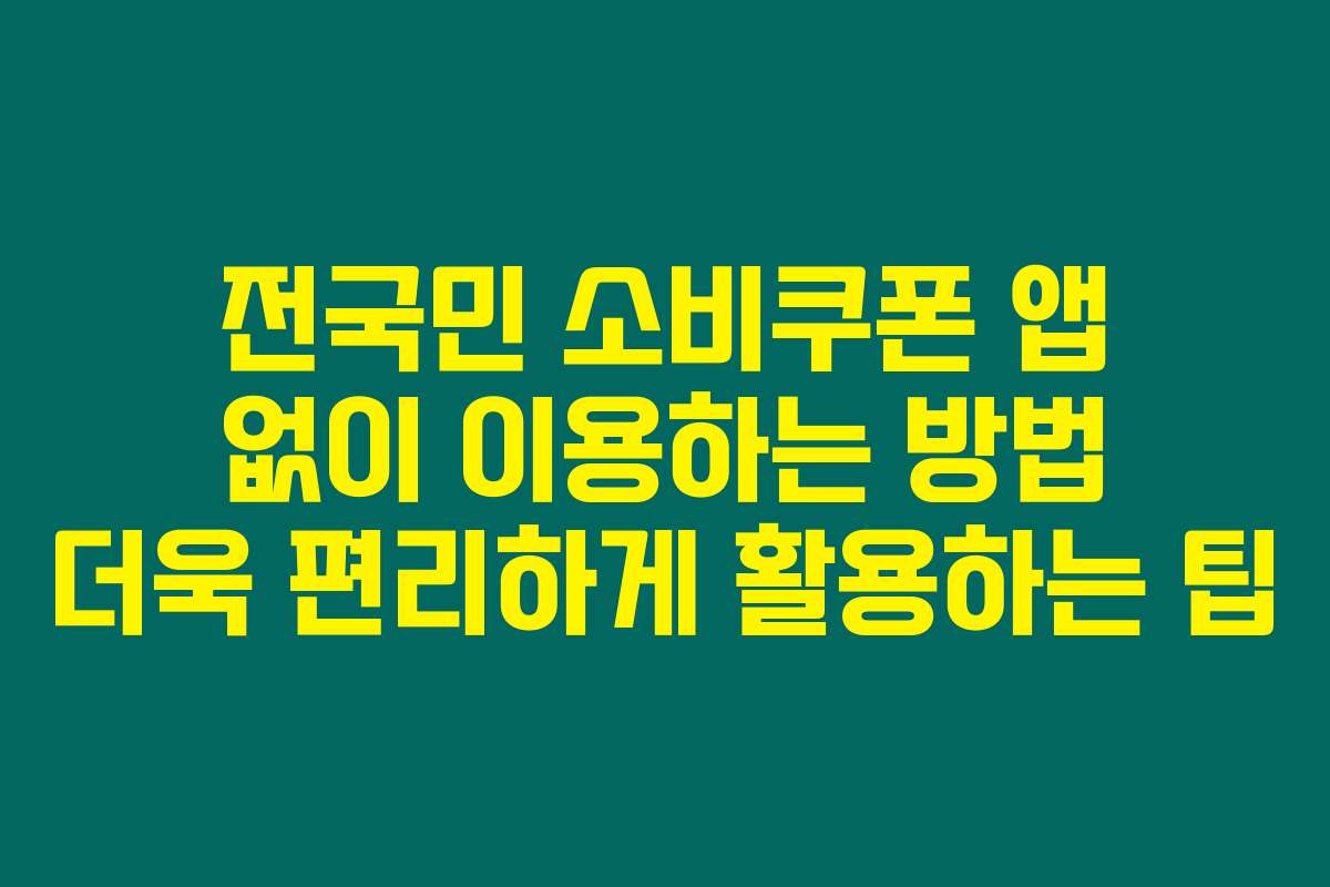 전국민 소비쿠폰 앱 없이 이용하는 방법 더욱 편리하게 활용하는 팁