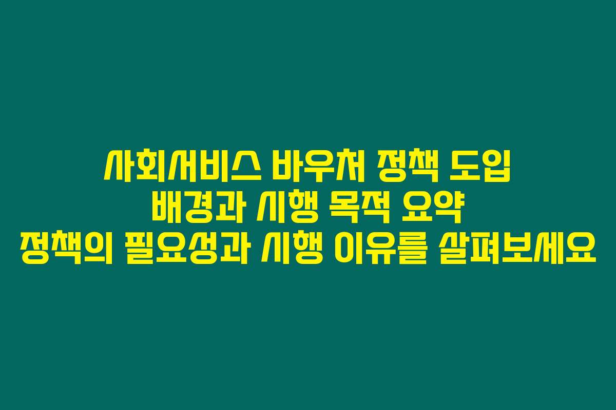 사회서비스 바우처 정책 도입 배경과 시행 목적 요약 정책의 필요성과 시행 이유를 살펴보세요