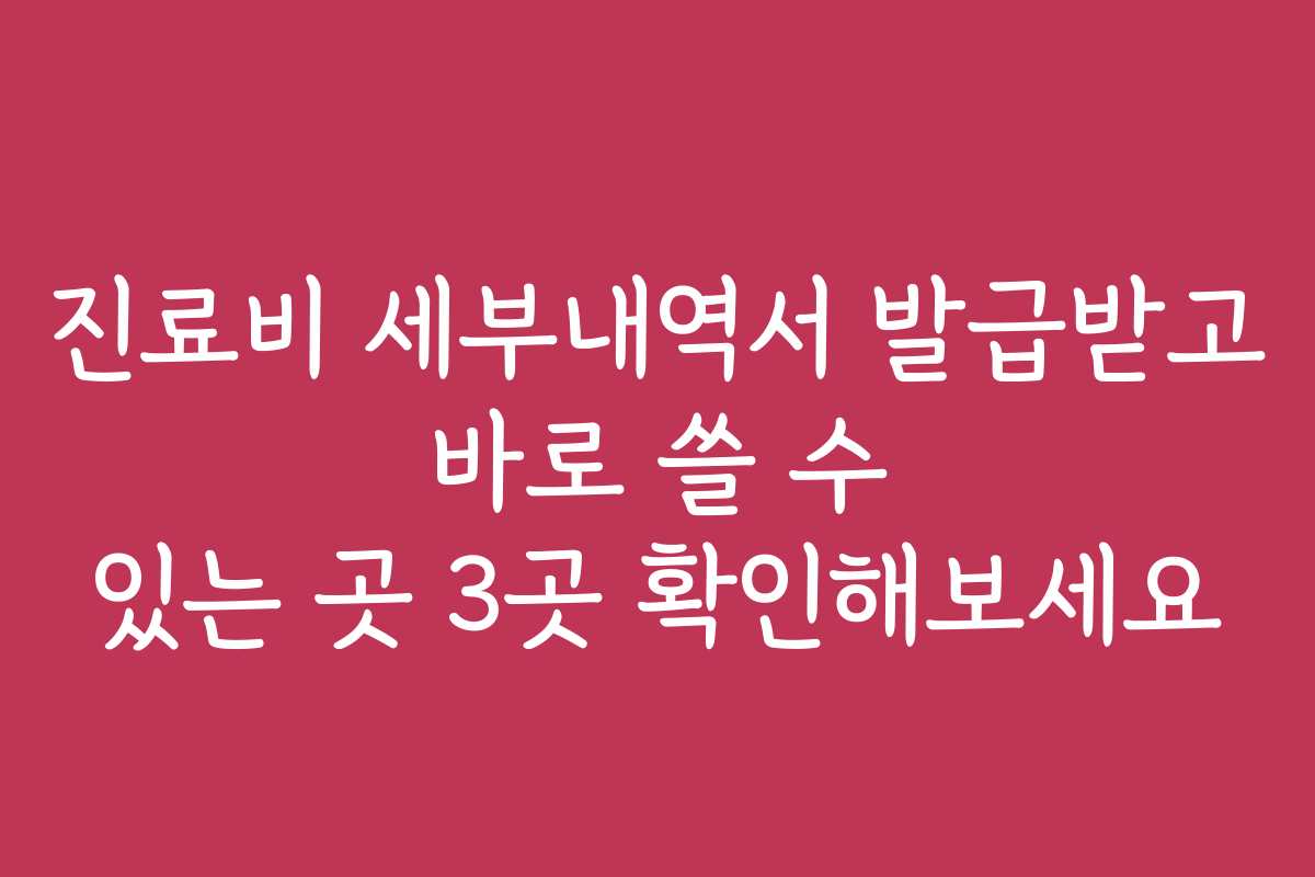 진료비 세부내역서 발급받고 바로 쓸 수 있는 곳 3곳 확인해보세요