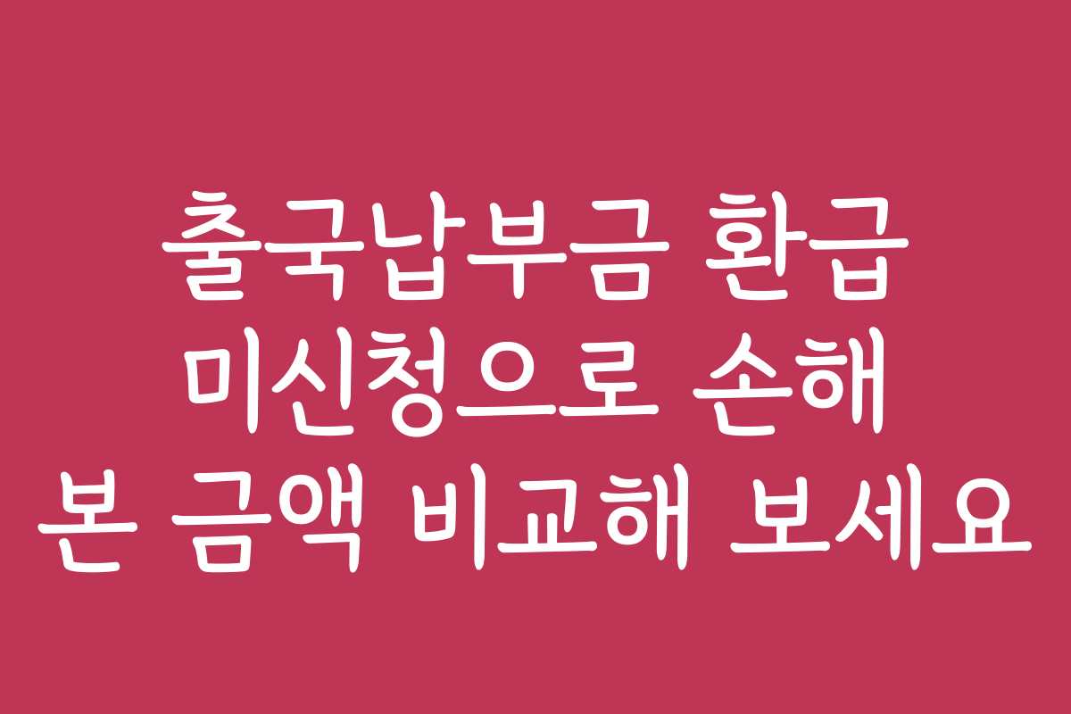 출국납부금 환급 미신청으로 손해 본 금액 비교해 보세요