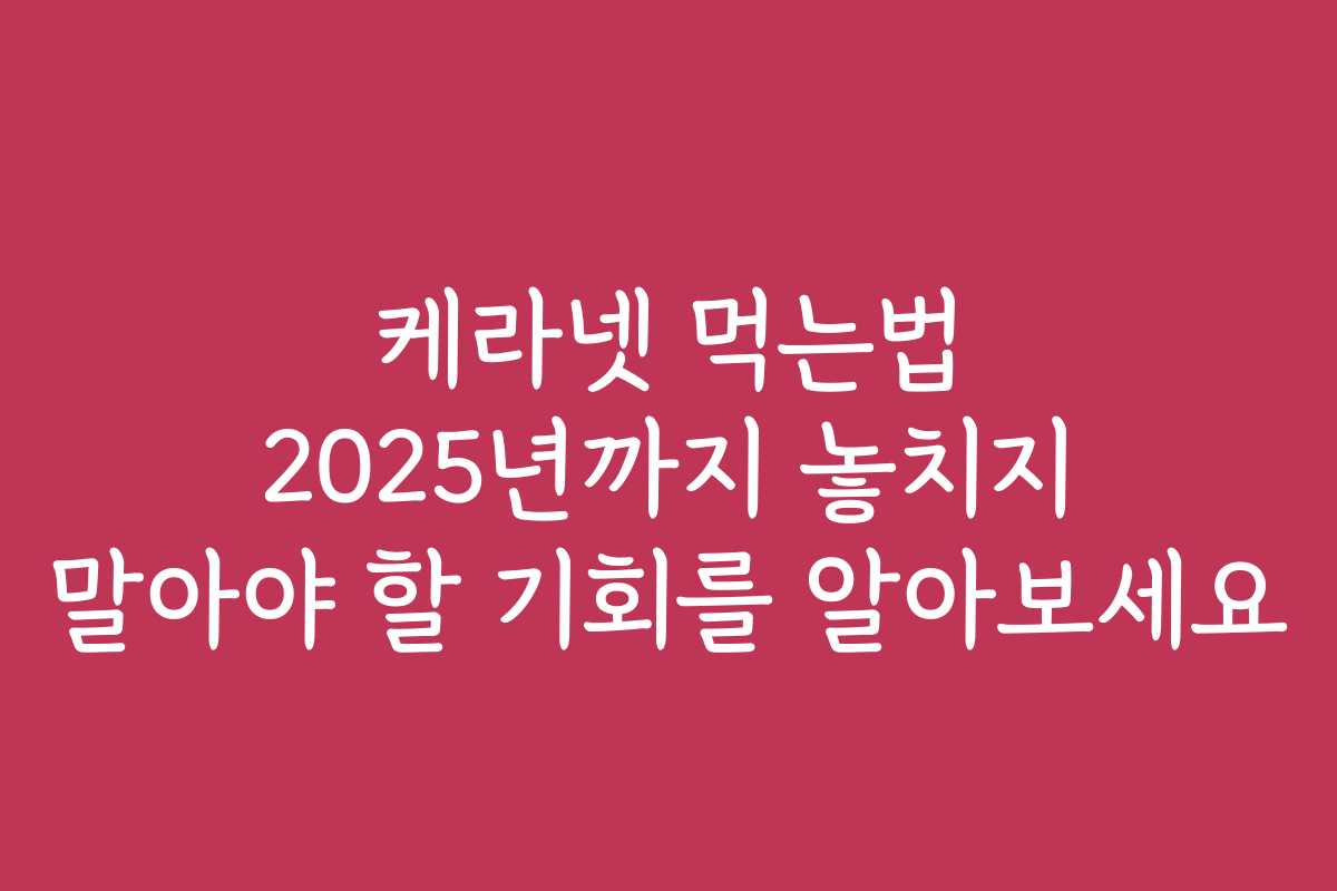 케라넷 먹는법 2025년까지 놓치지 말아야 할 기회를 알아보세요