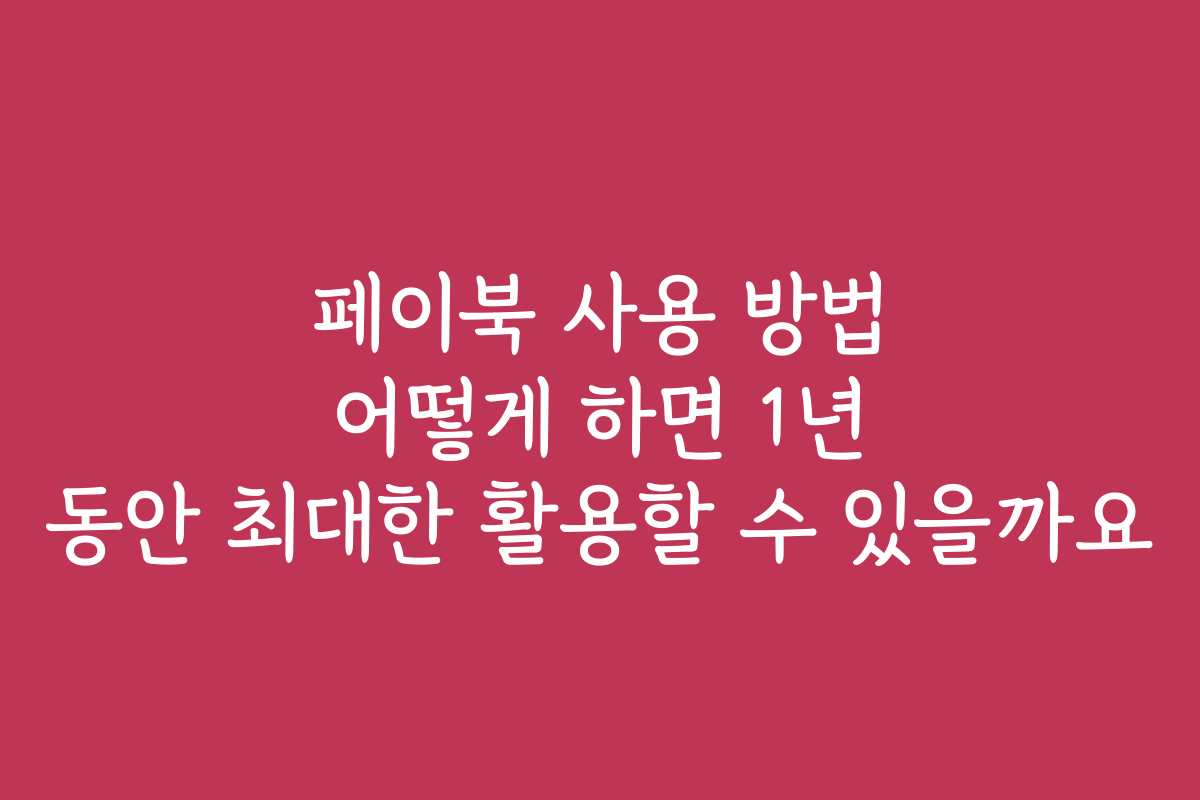 페이북 사용 방법 어떻게 하면 1년 동안 최대한 활용할 수 있을까요