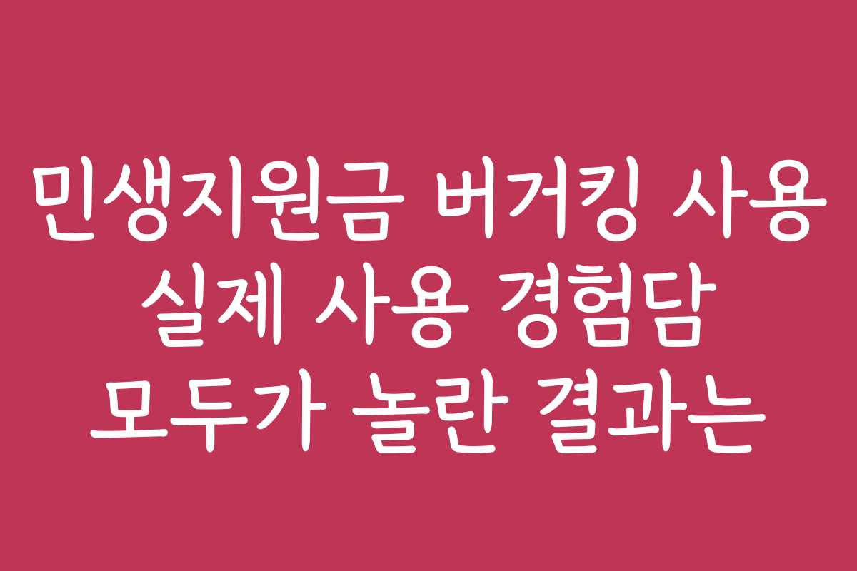 민생지원금 버거킹 사용 실제 사용 경험담 모두가 놀란 결과는