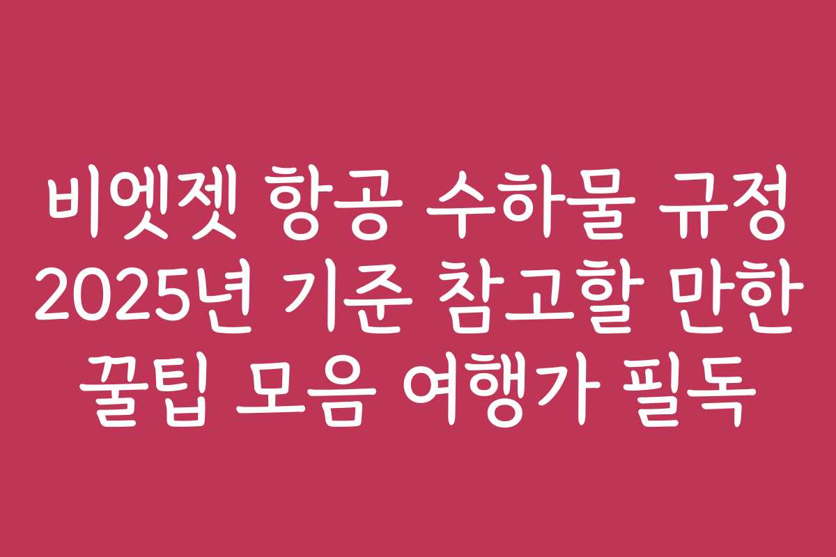 비엣젯 항공 수하물 규정 2025년 기준 참고할 만한 꿀팁 모음 여행가 필독
