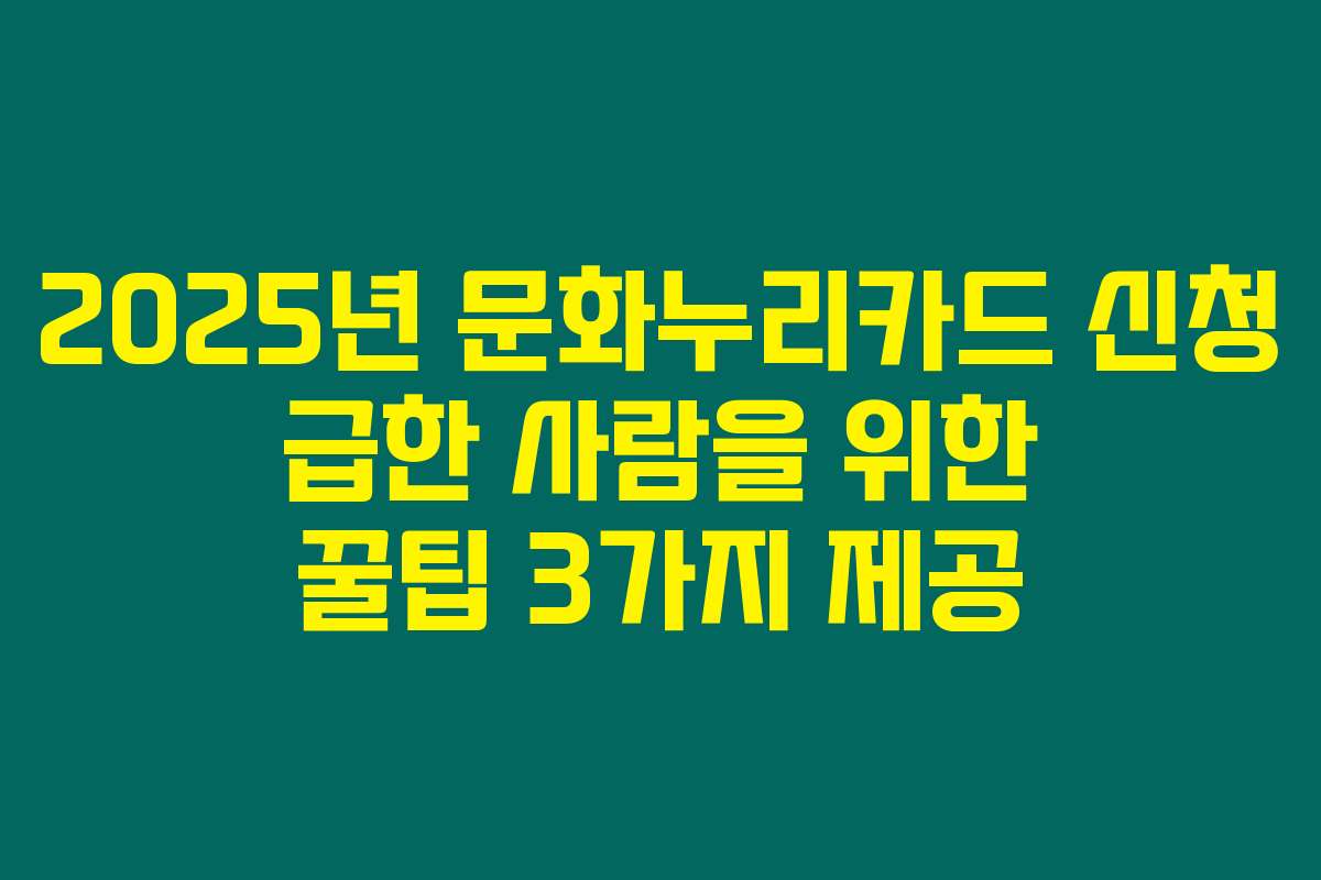 2025년 문화누리카드 신청 급한 사람을 위한 꿀팁 3가지 제공