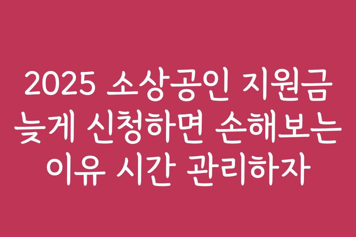 2025 소상공인 지원금 늦게 신청하면 손해보는 이유 시간 관리하자