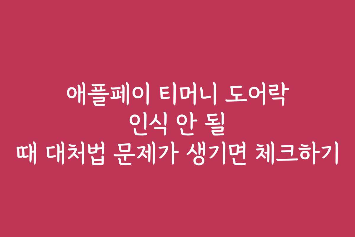 애플페이 티머니 도어락 인식 안 될 때 대처법 문제가 생기면 체크하기