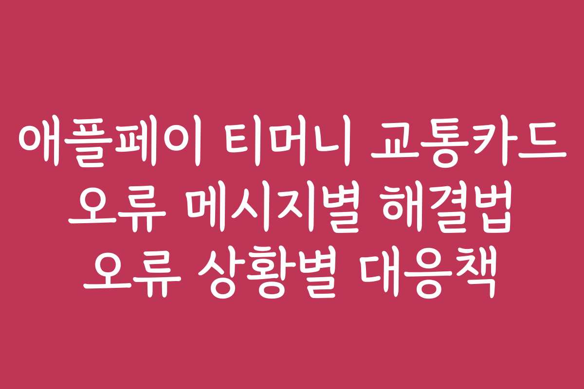 애플페이 티머니 교통카드 오류 메시지별 해결법 오류 상황별 대응책