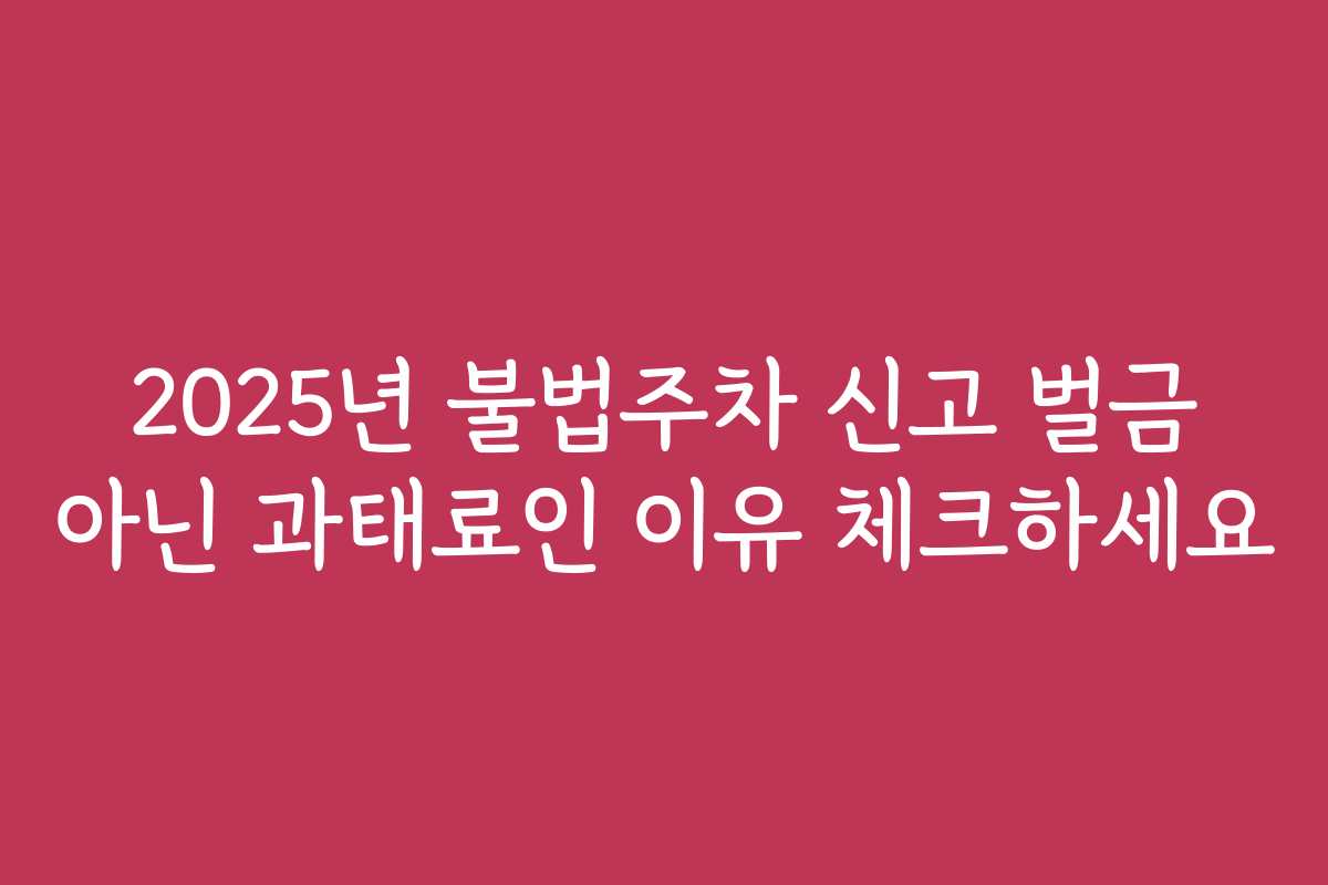 2025년 불법주차 신고 벌금 아닌 과태료인 이유 체크하세요