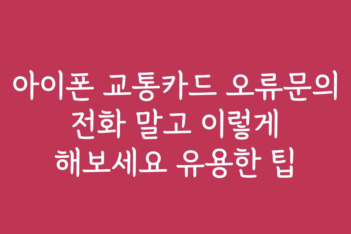 아이폰 교통카드 오류문의 전화 말고 이렇게 해보세요 유용한 팁