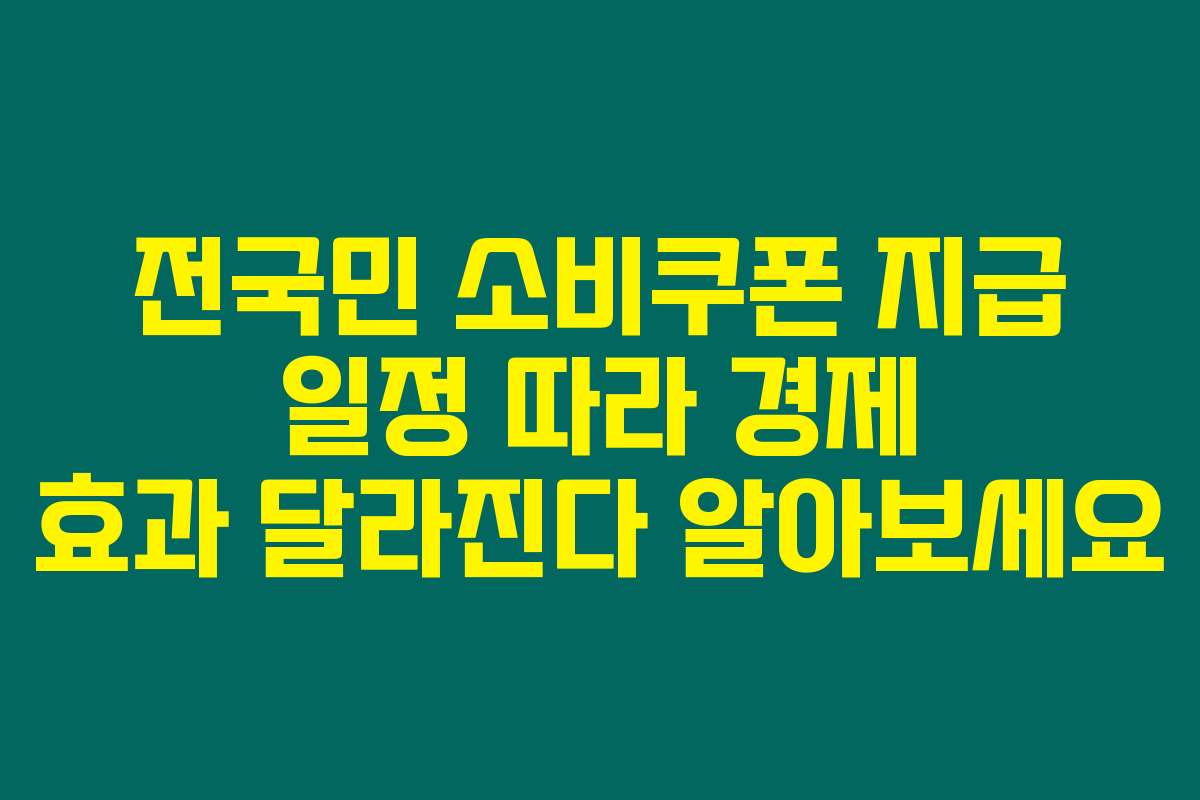 전국민 소비쿠폰 지급 일정 따라 경제 효과 달라진다 알아보세요