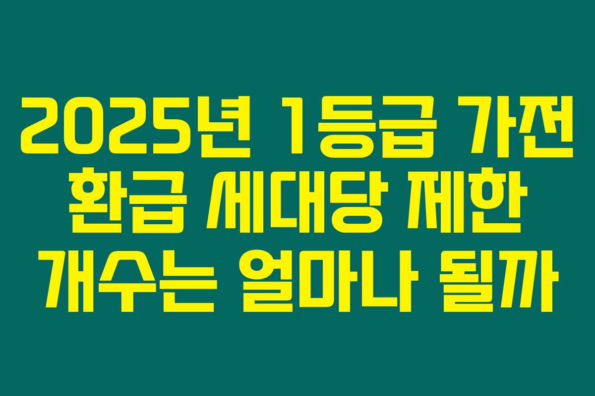 2025년 1등급 가전 환급 세대당 제한 개수는 얼마나 될까