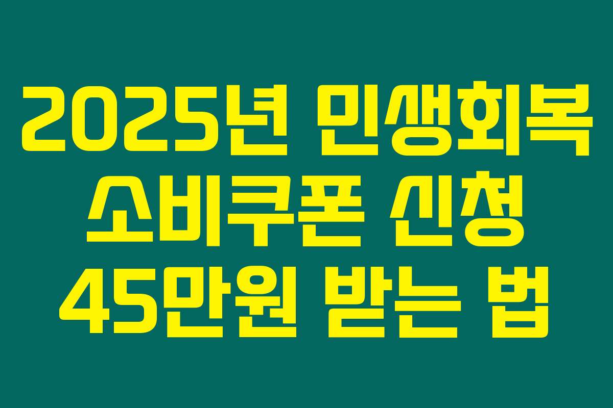 2025년 민생회복 소비쿠폰 신청 45만원 받는 법