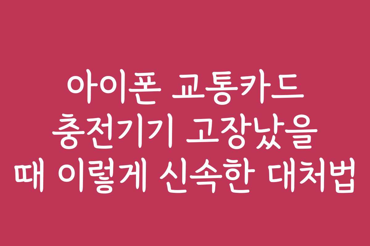 아이폰 교통카드 충전기기 고장났을 때 이렇게 신속한 대처법