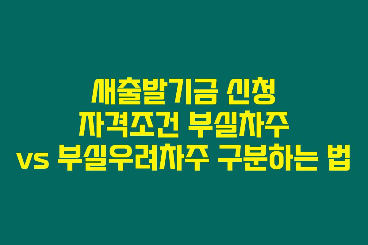 새출발기금 신청 자격조건 부실차주 vs 부실우려차주 구분하는 법