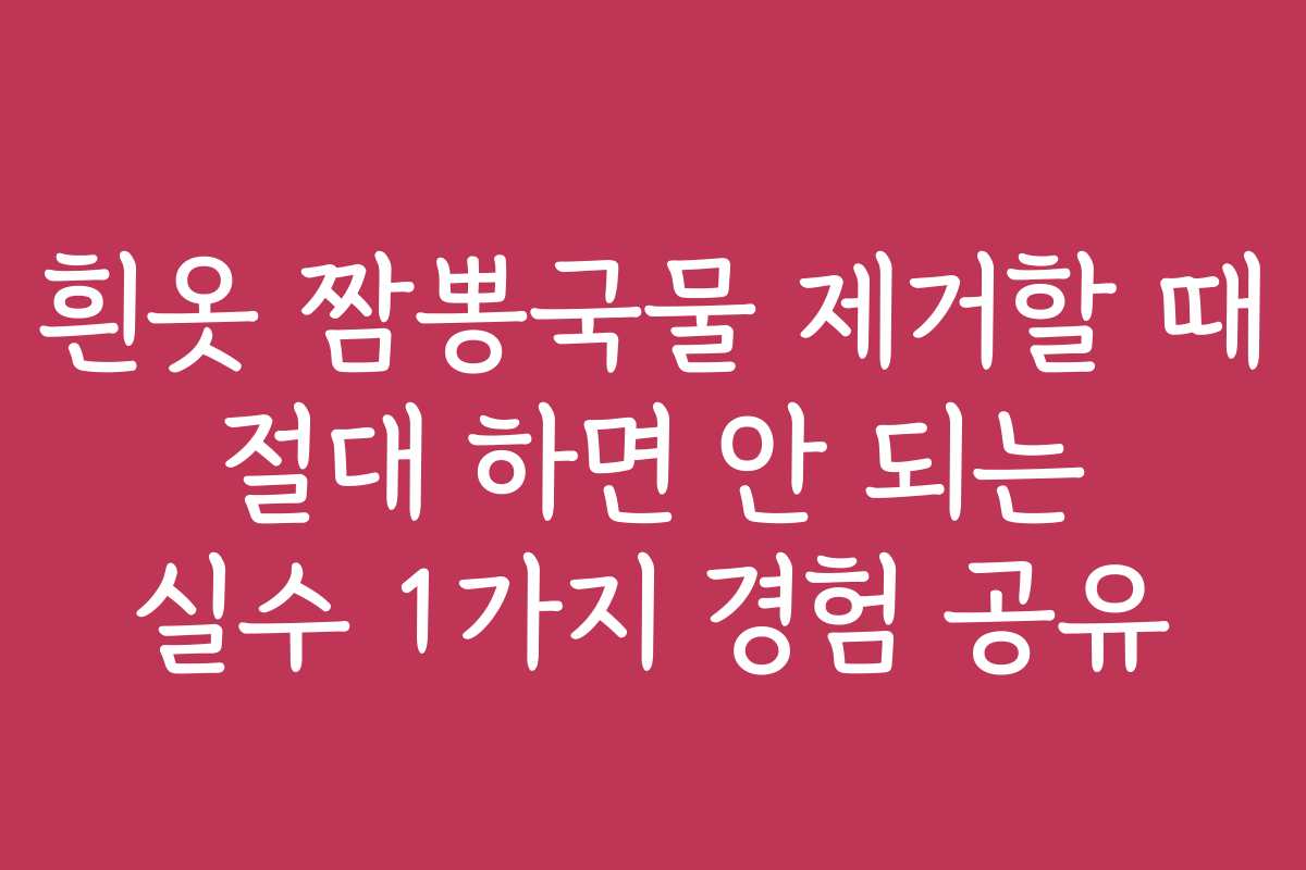 흰옷 짬뽕국물 제거할 때 절대 하면 안 되는 실수 1가지 경험 공유
