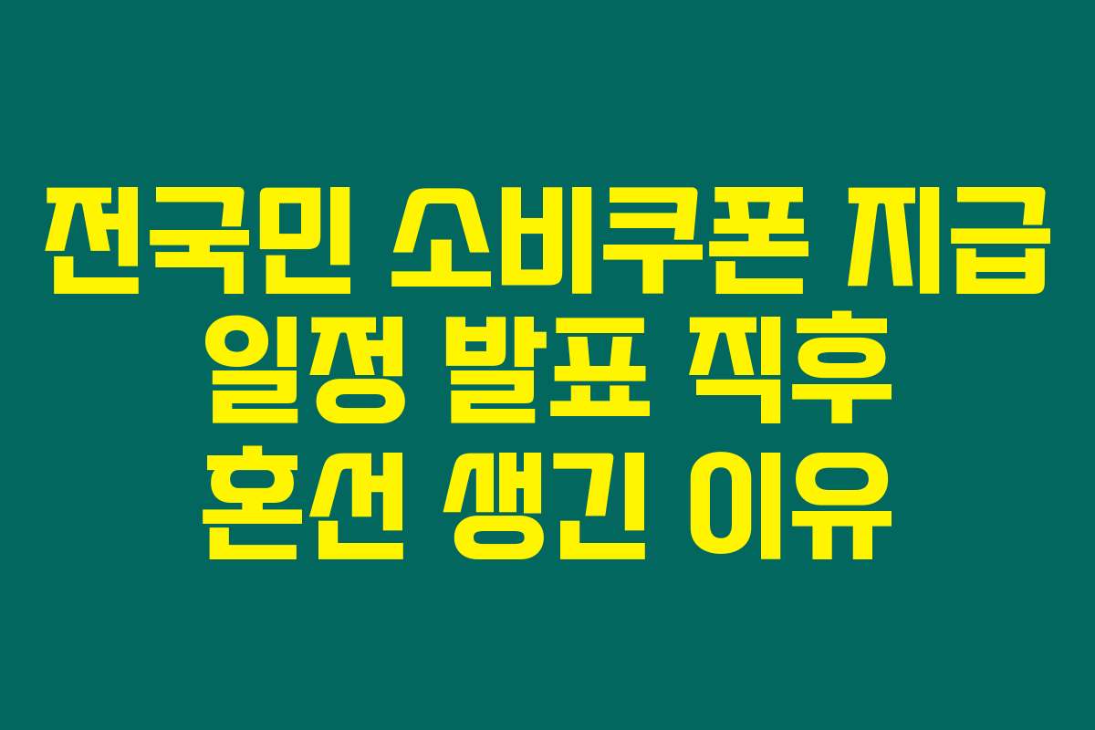 전국민 소비쿠폰 지급 일정 발표 직후 혼선 생긴 이유