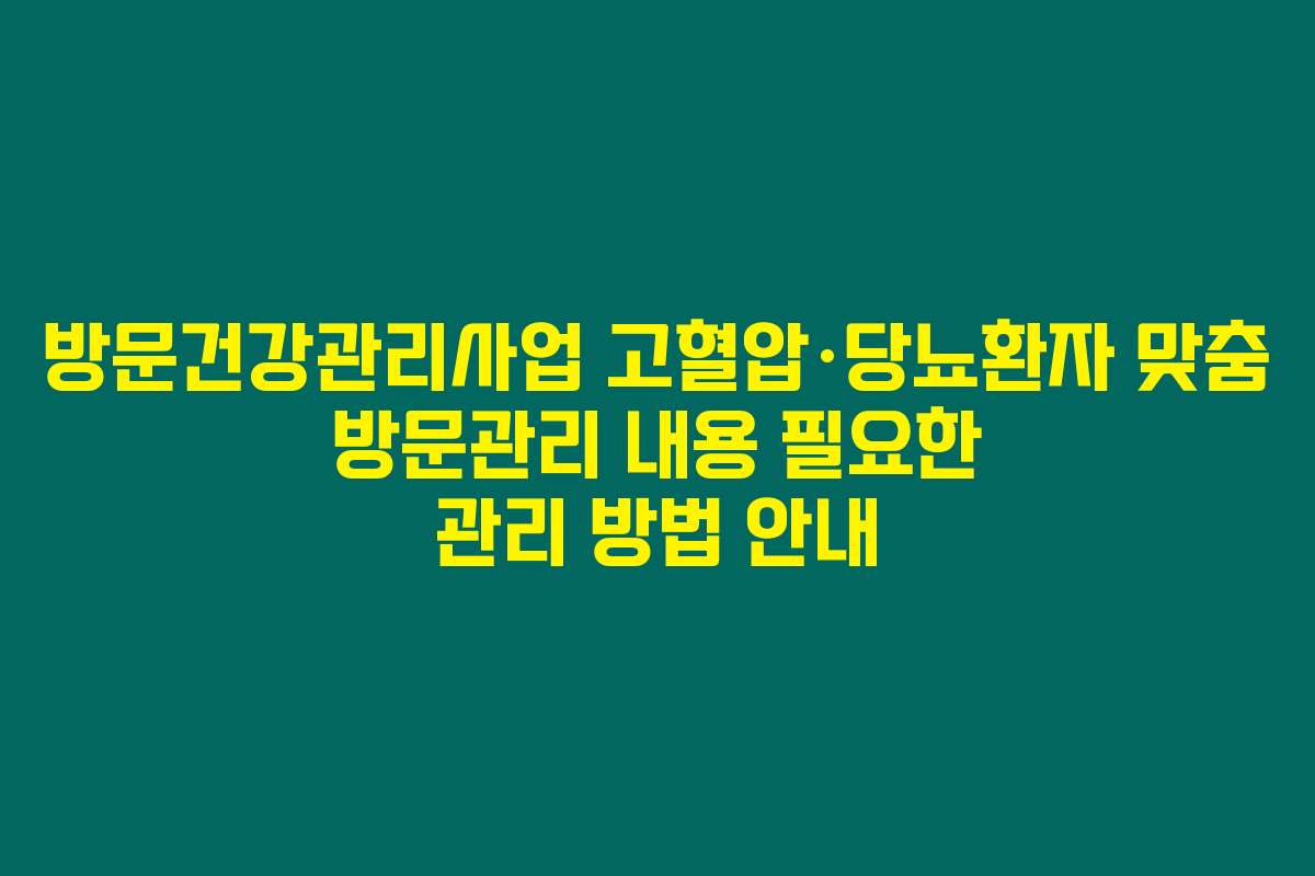 방문건강관리사업 고혈압·당뇨환자 맞춤 방문관리 내용 필요한 관리 방법 안내