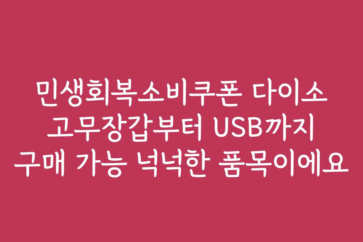 민생회복소비쿠폰 다이소 고무장갑부터 USB까지 구매 가능 넉넉한 품목이에요