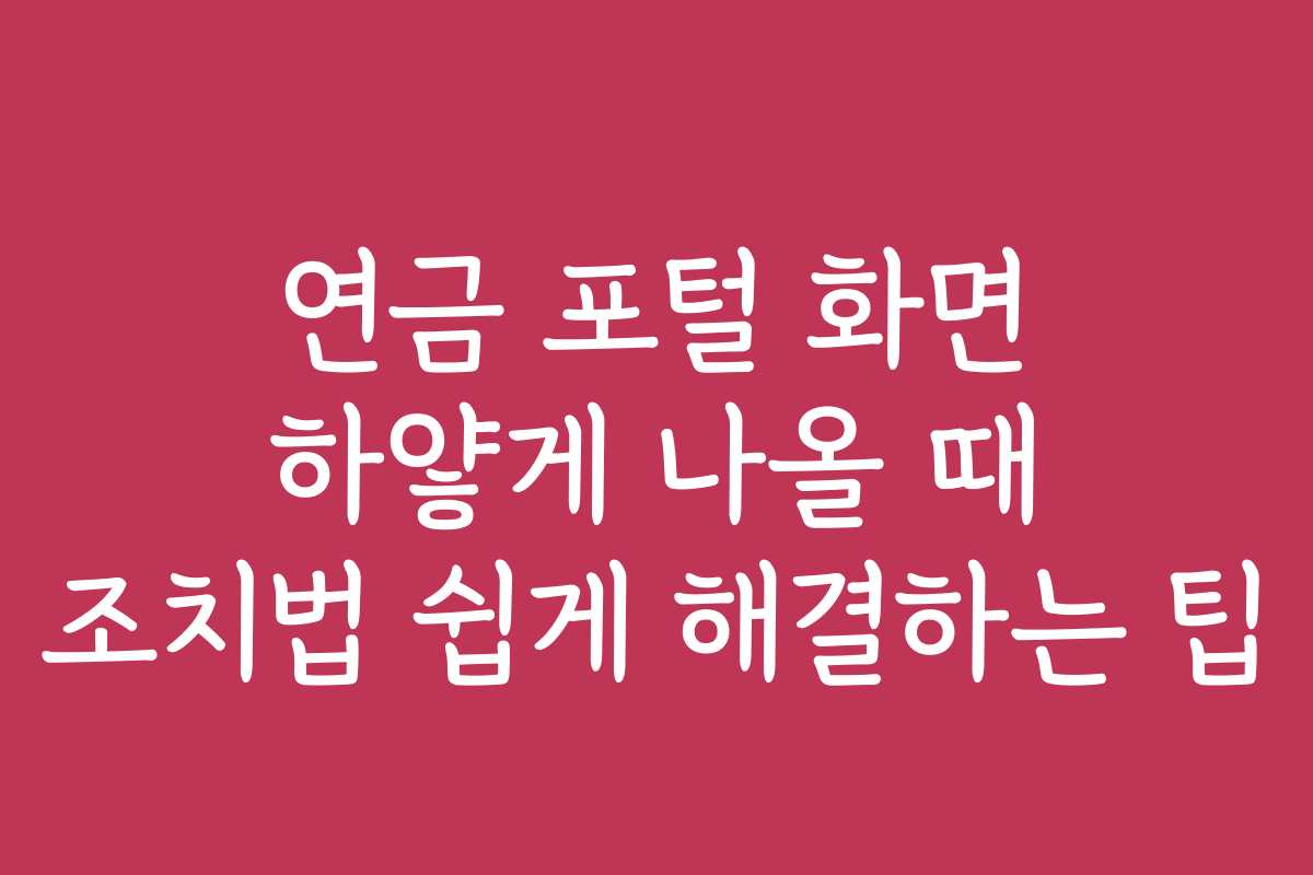 연금 포털 화면 하얗게 나올 때 조치법 쉽게 해결하는 팁