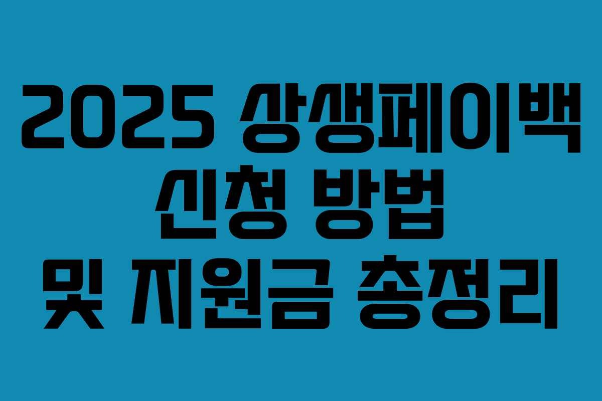 2025 상생페이백 신청 방법 및 지원금 총정리