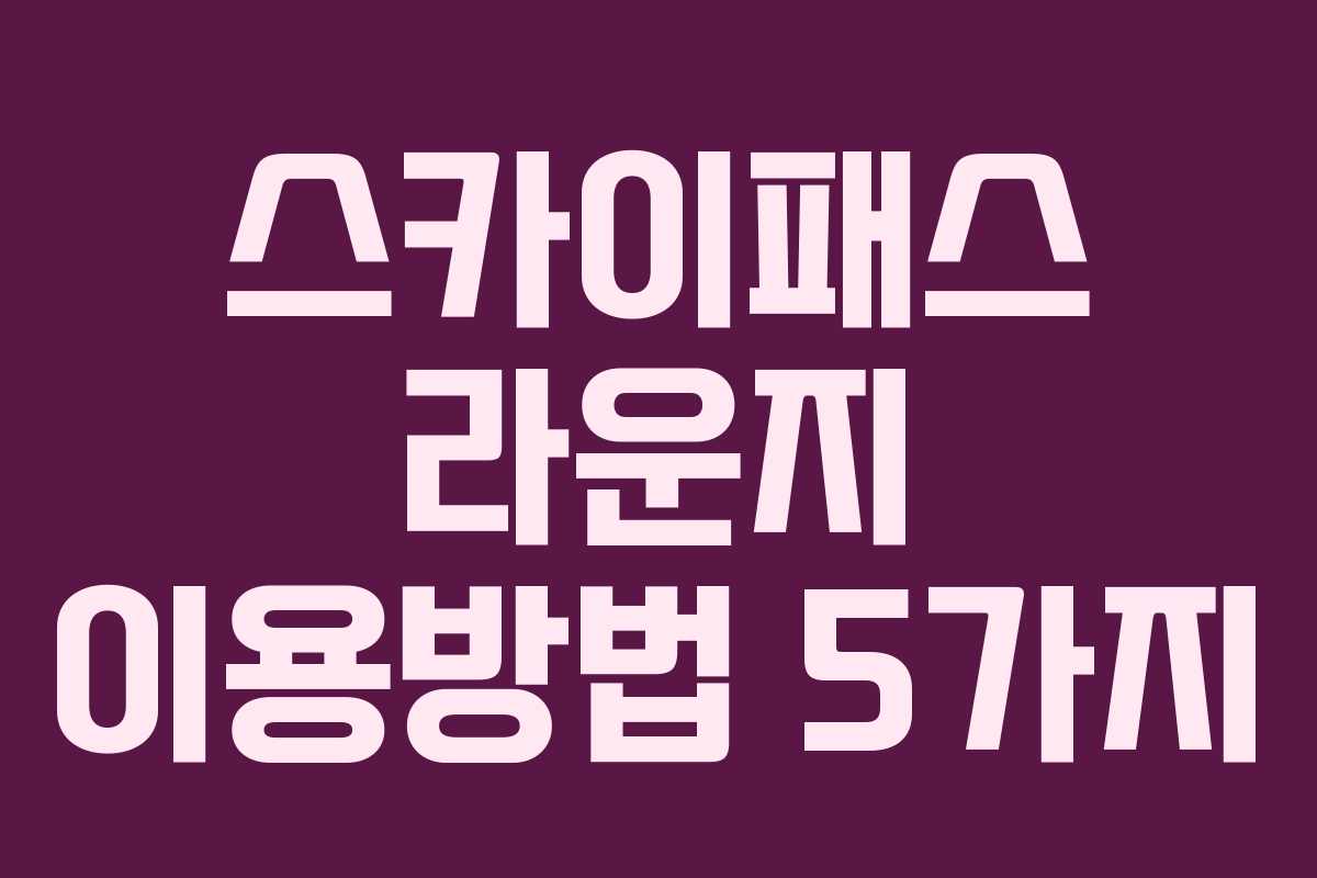 스카이패스 라운지 이용방법 5가지