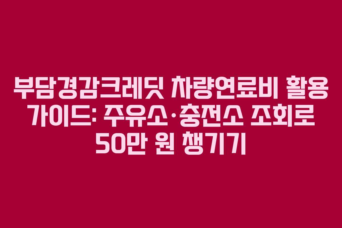 부담경감크레딧 차량연료비 활용 가이드: 주유소·충전소 조회로 50만 원 챙기기