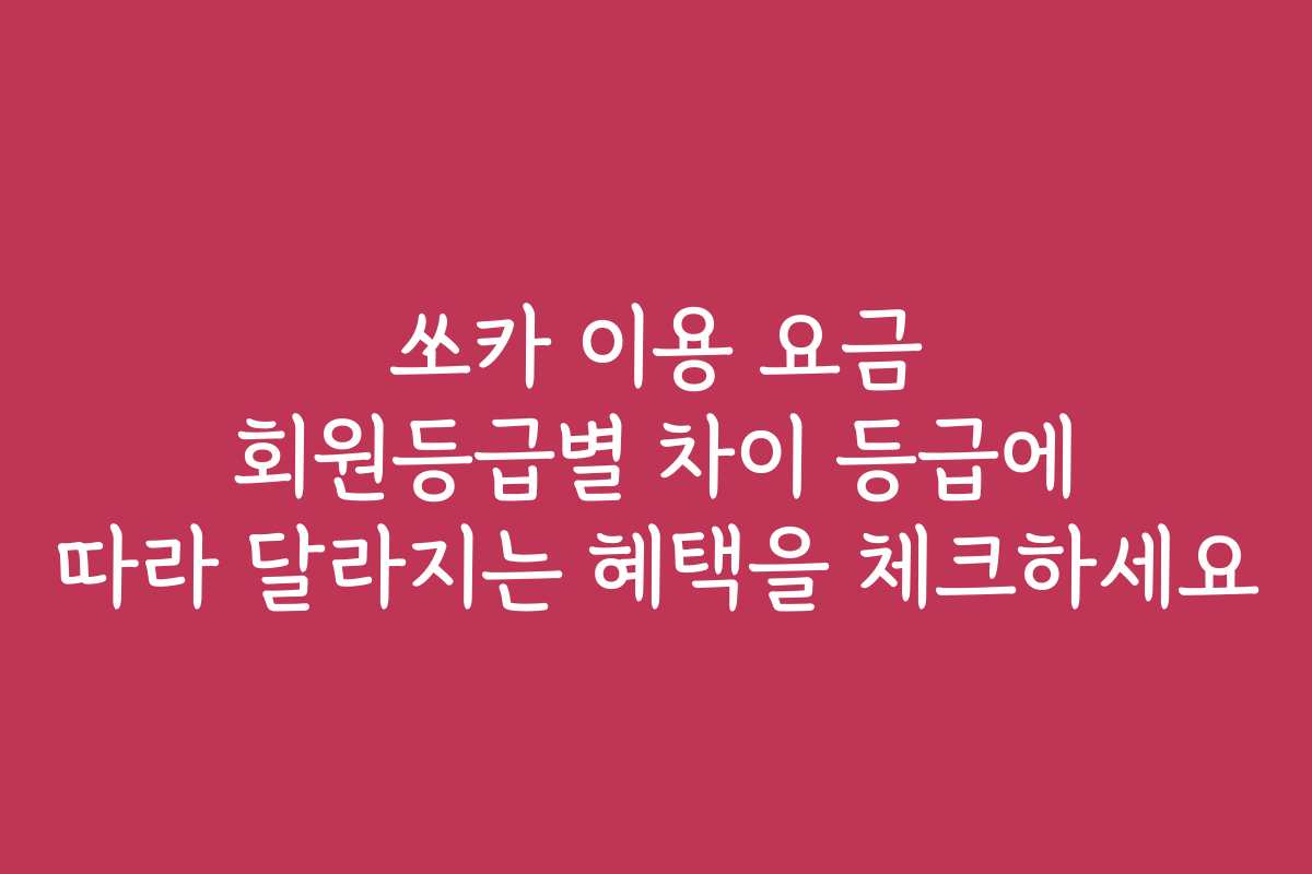 쏘카 이용 요금 회원등급별 차이 등급에 따라 달라지는 혜택을 체크하세요