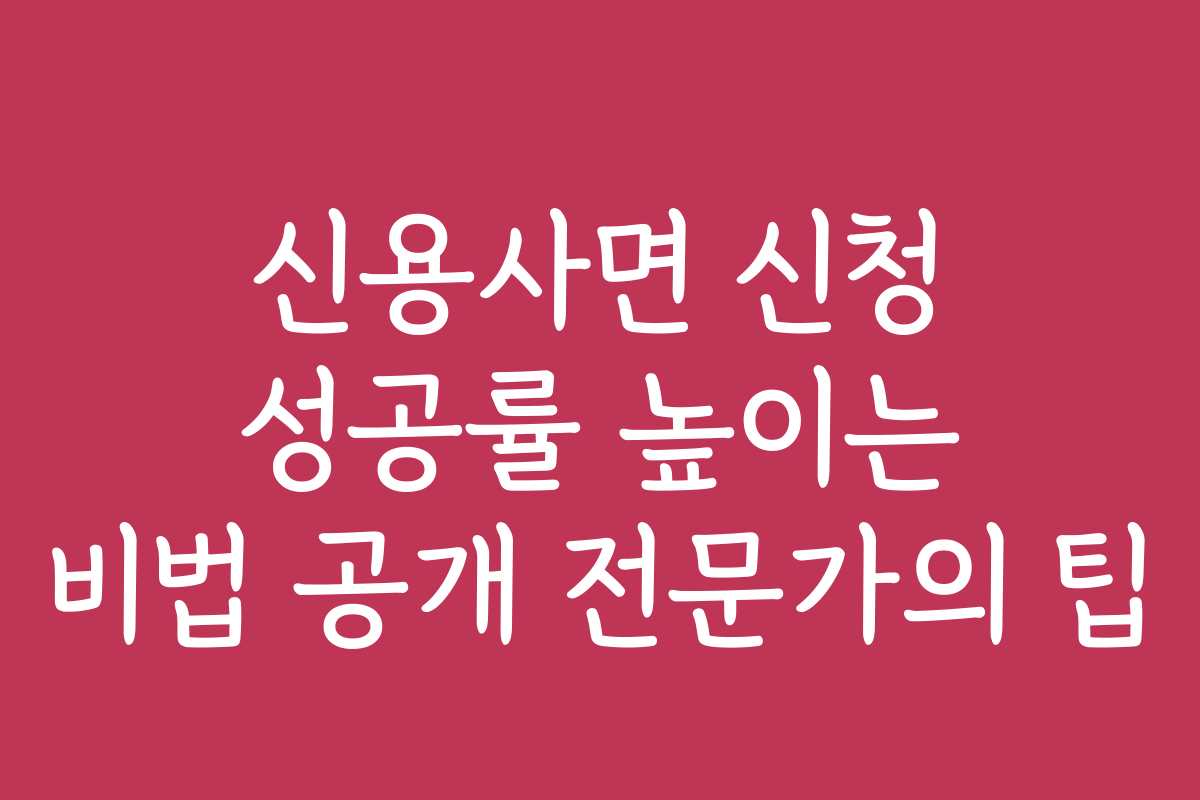 신용사면 신청 성공률 높이는 비법 공개 전문가의 팁