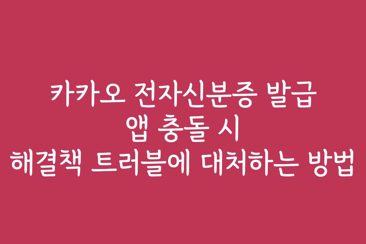 카카오 전자신분증 발급 앱 충돌 시 해결책 트러블에 대처하는 방법