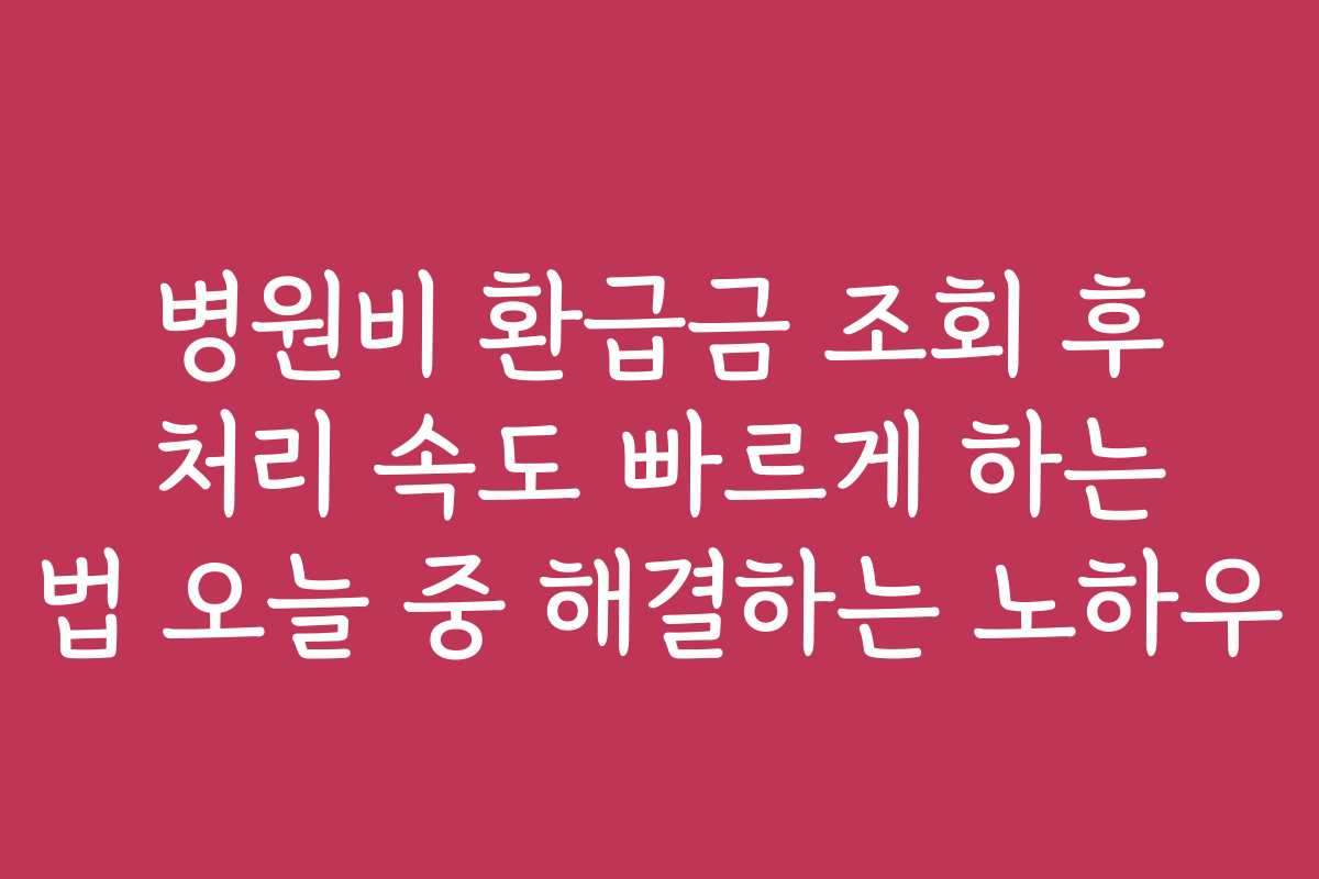 병원비 환급금 조회 후 처리 속도 빠르게 하는 법 오늘 중 해결하는 노하우