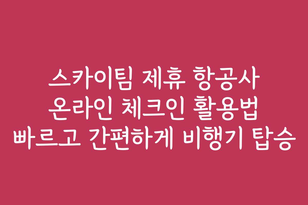 스카이팀 제휴 항공사 온라인 체크인 활용법 빠르고 간편하게 비행기 탑승