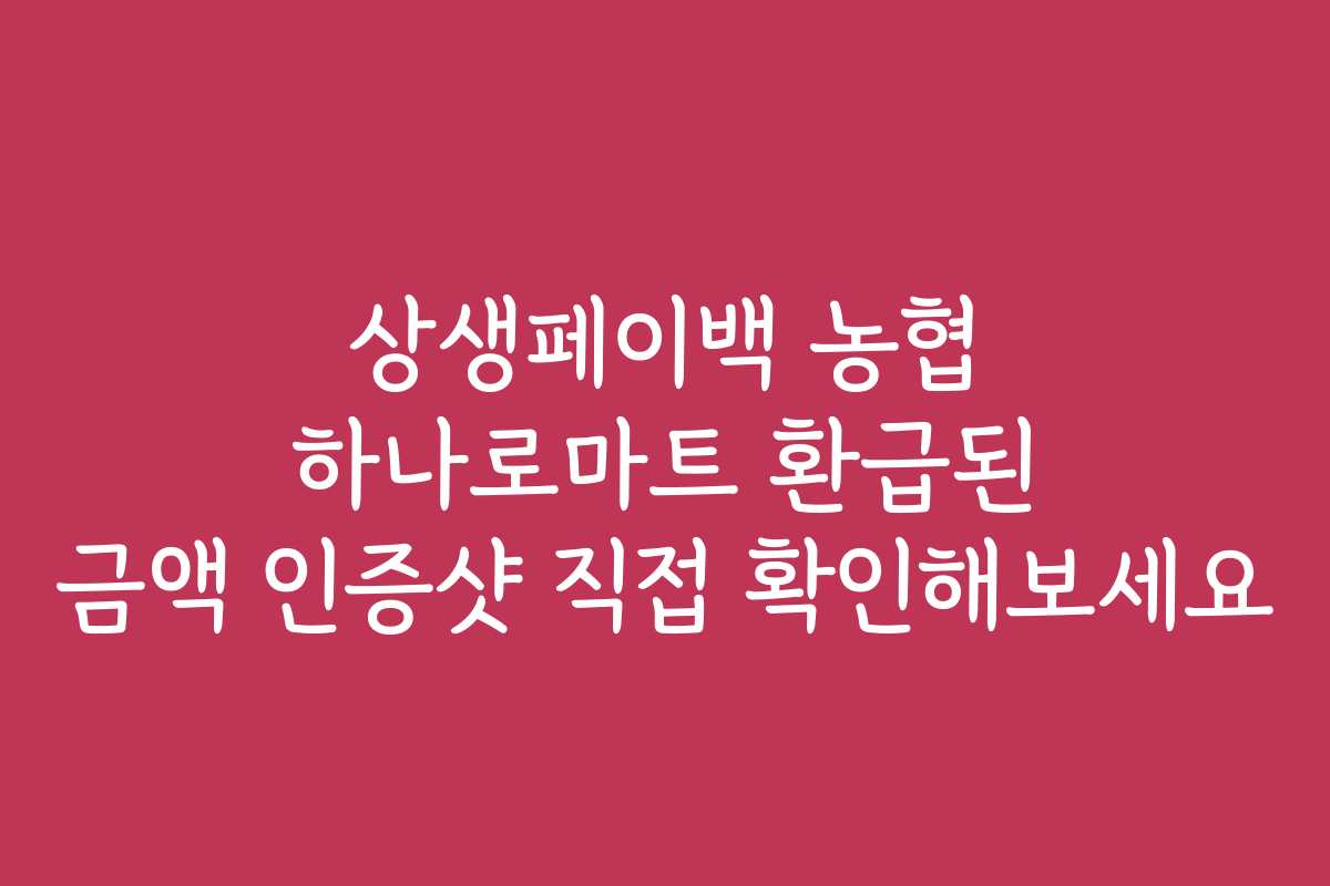 상생페이백 농협 하나로마트 환급된 금액 인증샷 직접 확인해보세요
