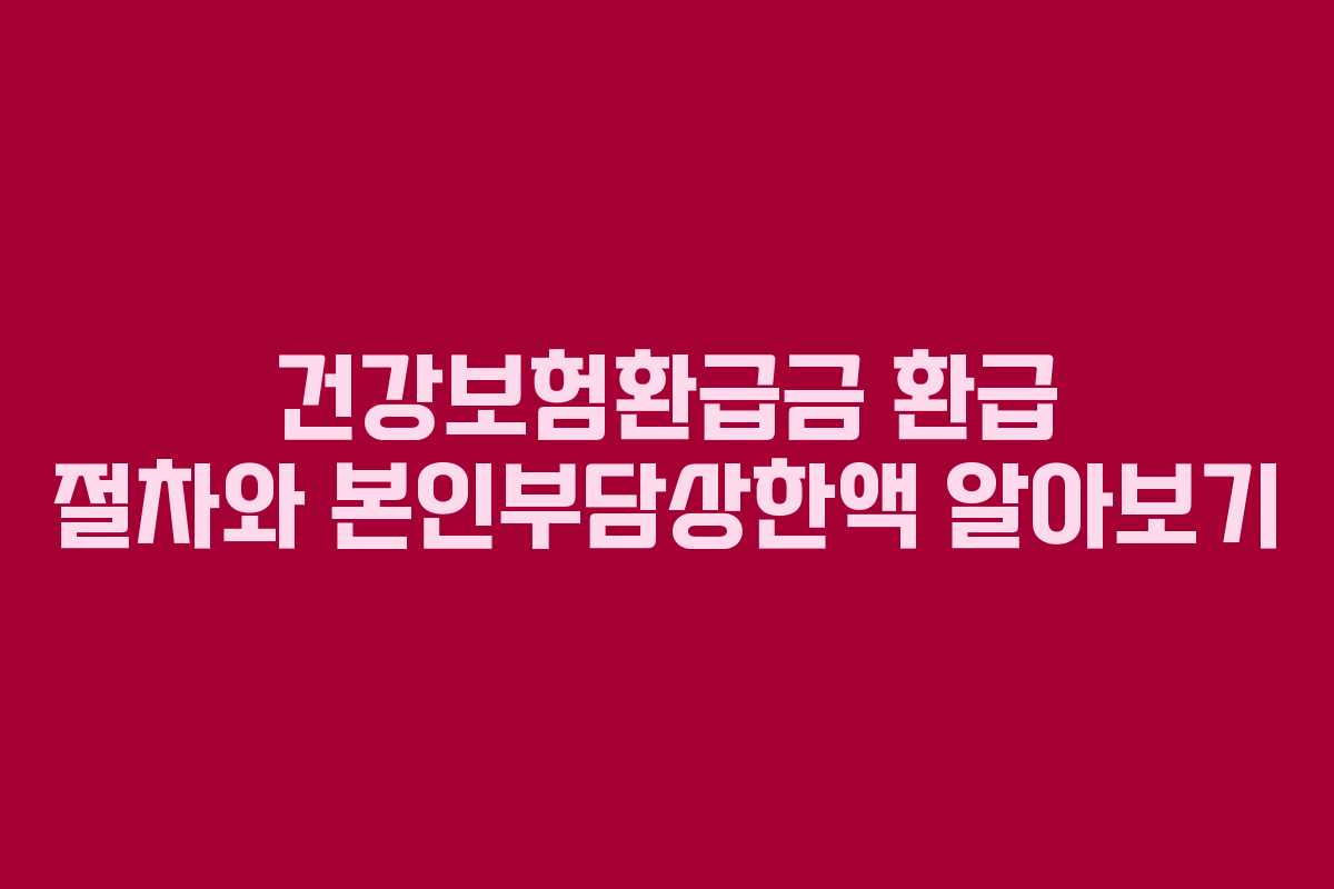 건강보험환급금 환급 절차와 본인부담상한액 알아보기