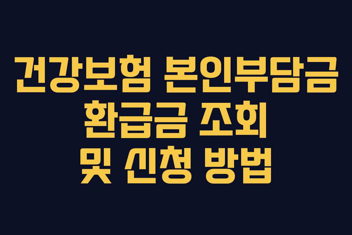 건강보험 본인부담금 환급금 조회 및 신청 방법