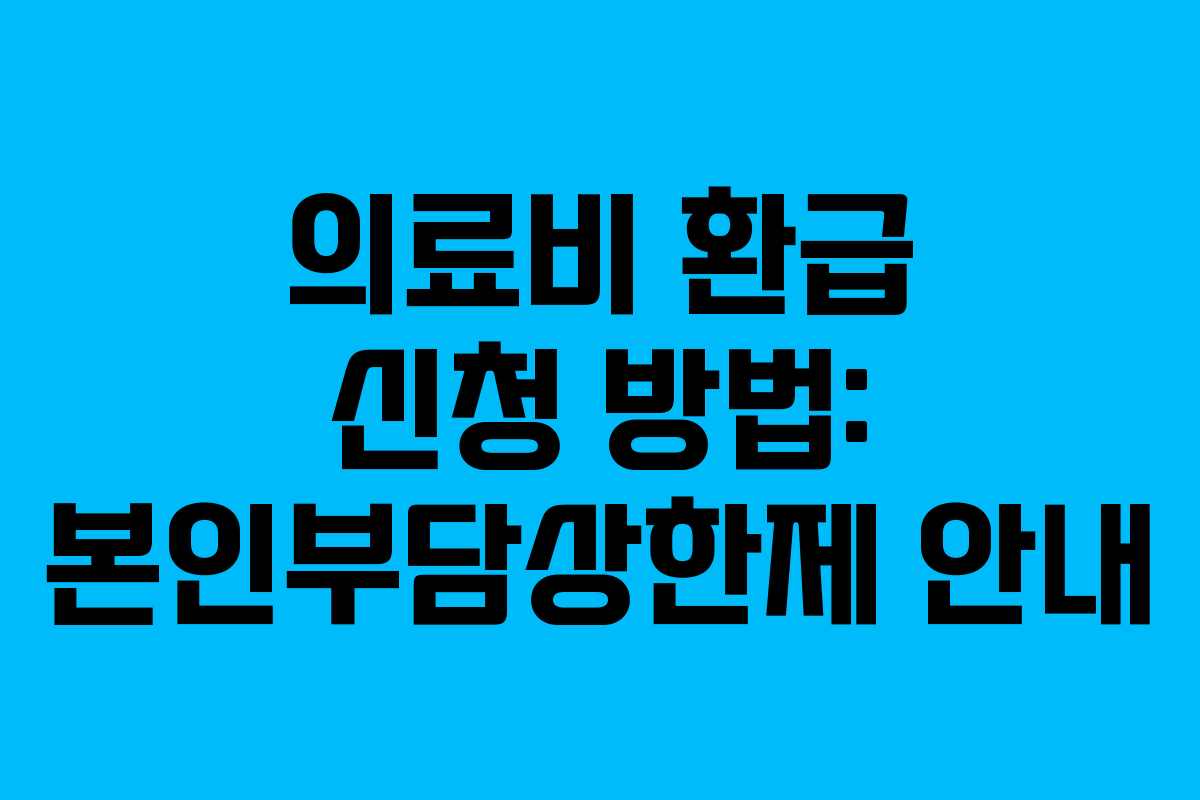 의료비 환급 신청 방법: 본인부담상한제 안내