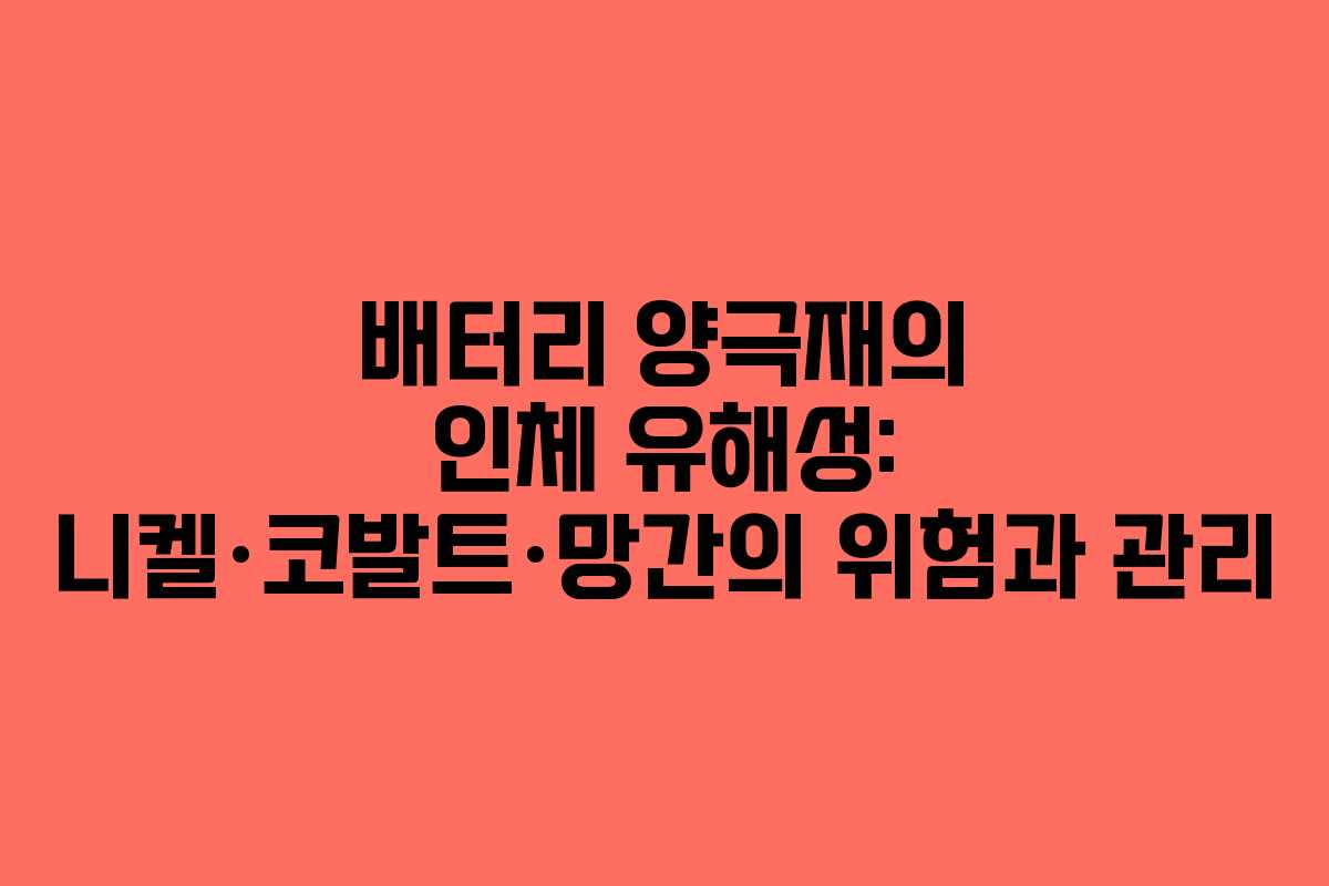 배터리 양극재의 인체 유해성: 니켈·코발트·망간의 위험과 관리