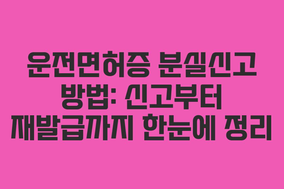 운전면허증 분실신고 방법: 신고부터 재발급까지 한눈에 정리