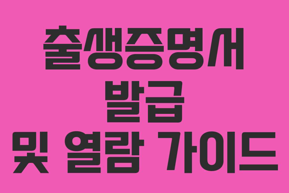 출생증명서 발급 및 열람 가이드