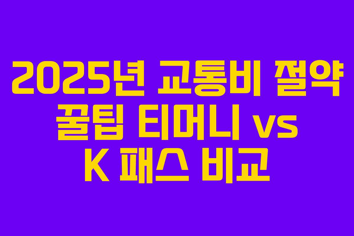 2025년 교통비 절약 꿀팁 티머니 vs K 패스 비교 2025년 교통비 절약 꿀팁 티머니 vs K 패스 비교
