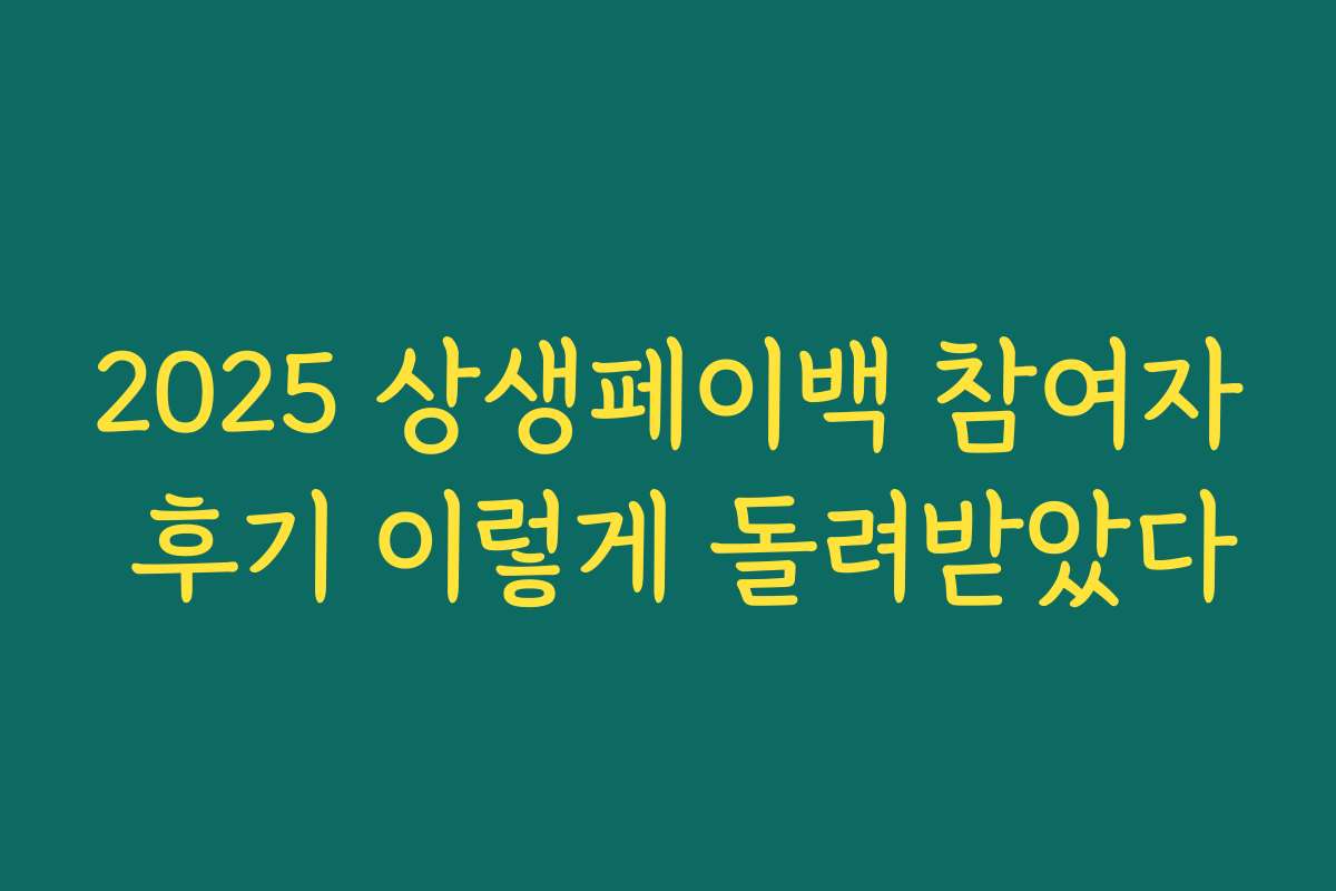 2025 상생페이백 참여자 후기 이렇게 돌려받았다 2025 상생페이백 참여자 후기 이렇게 돌려받았다