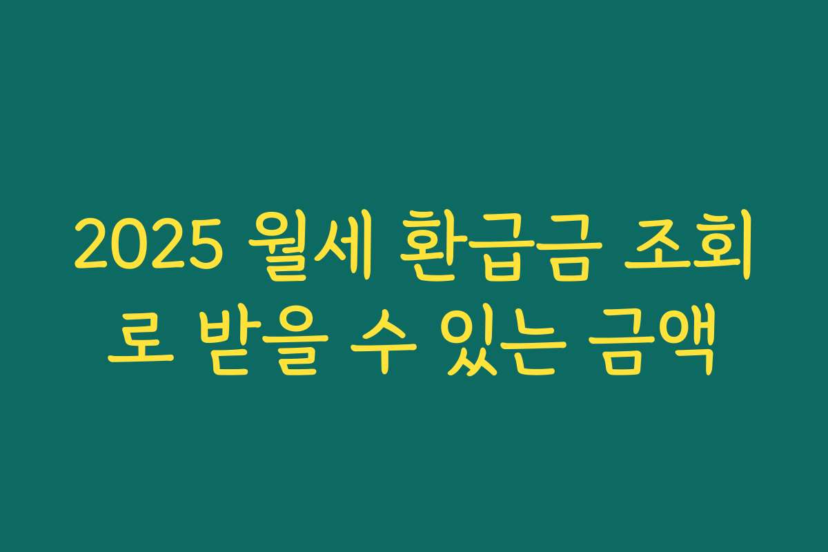 2025 월세 환급금 조회로 받을 수 있는 금액