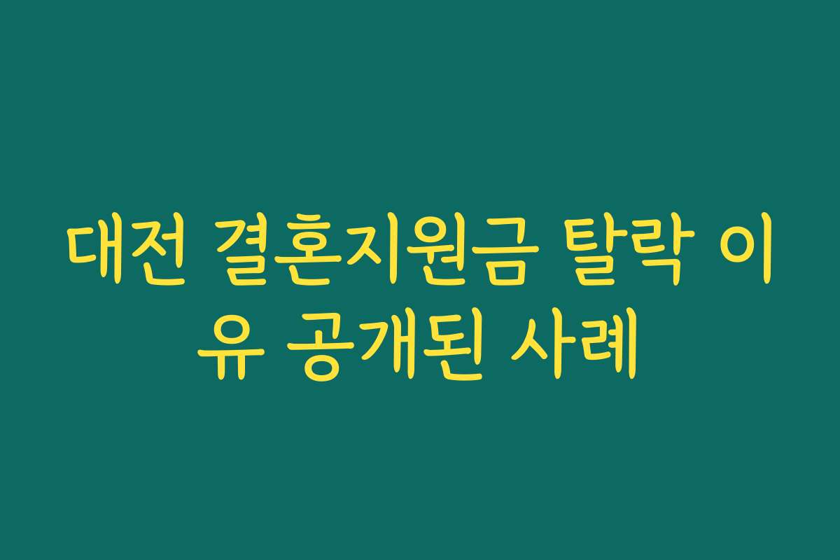 대전 결혼지원금 탈락 이유 공개된 사례 대전 결혼지원금 탈락 이유 공개된 사례