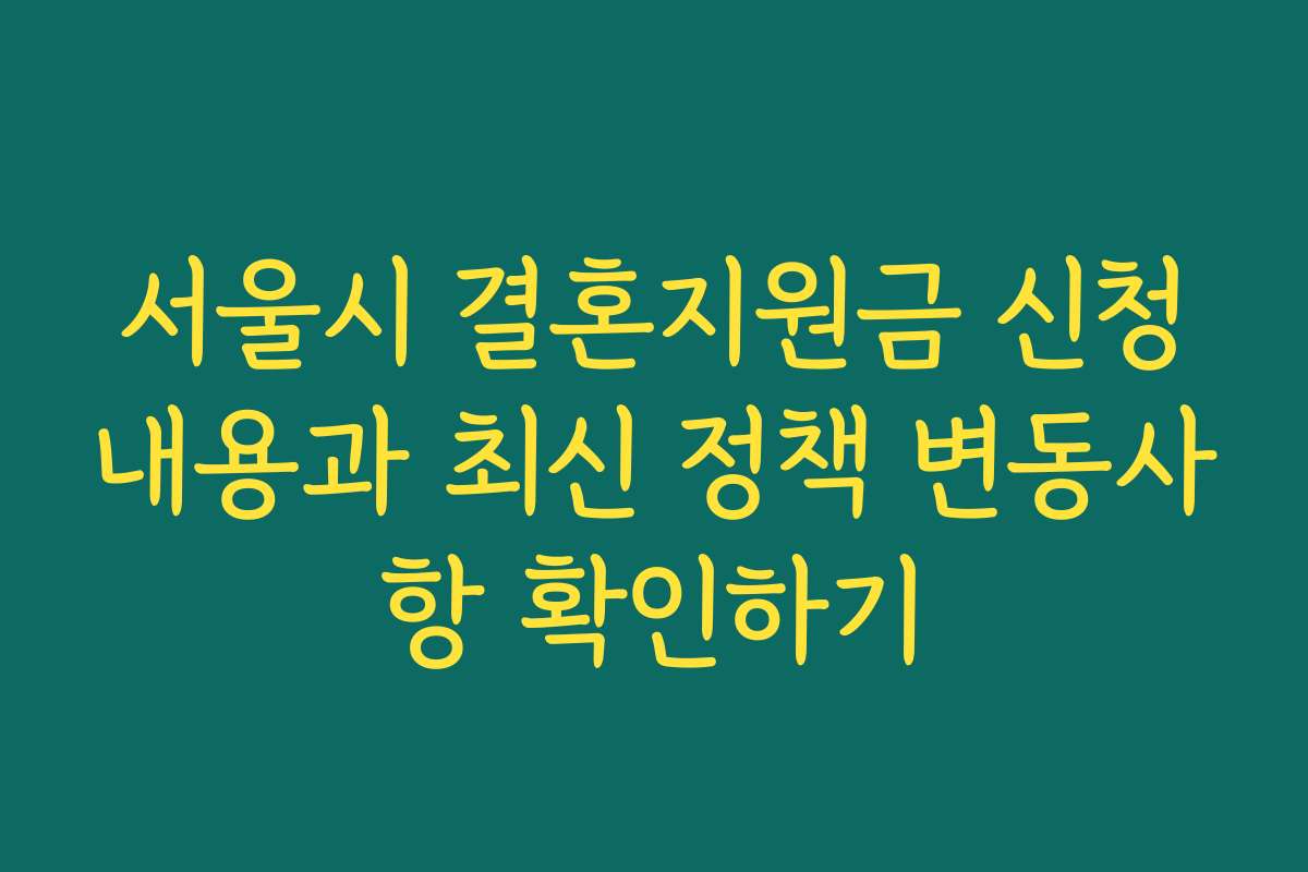 서울시 결혼지원금 신청내용과 최신 정책 변동사항 확인하기