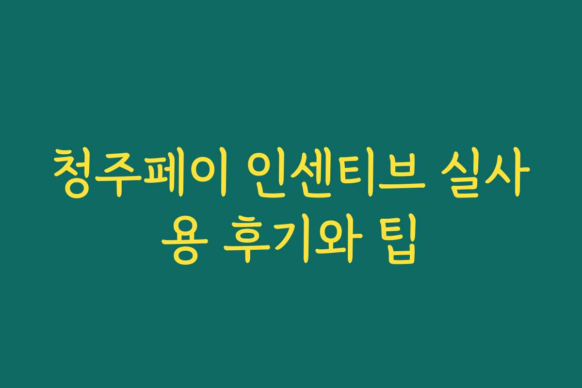 청주페이 인센티브 실사용 후기와 팁