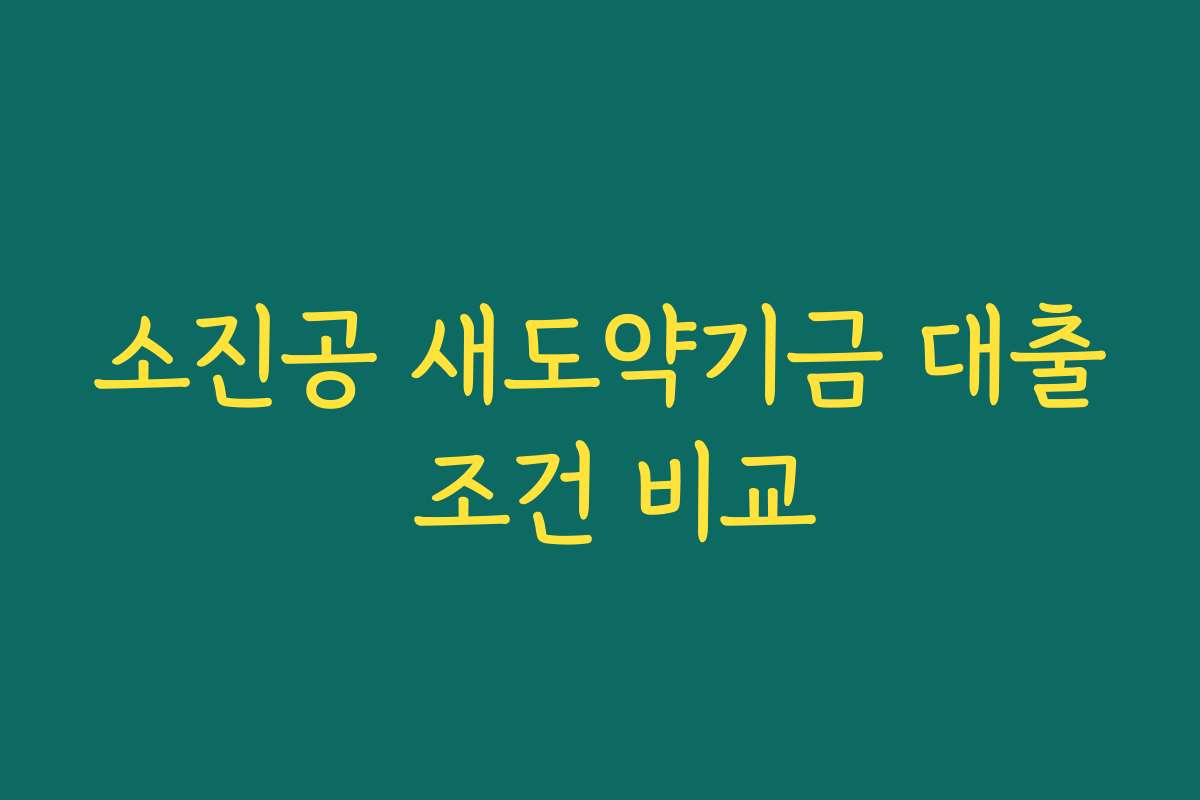 소진공 새도약기금 대출 조건 비교