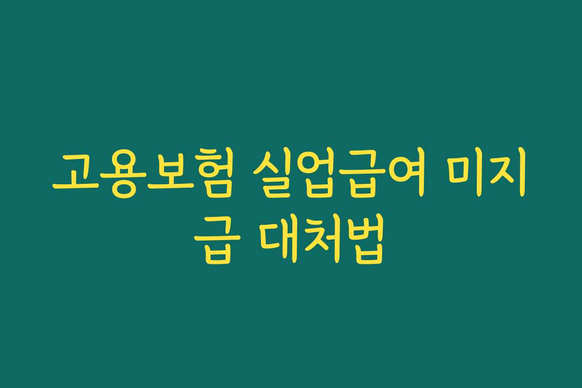 고용보험 실업급여 미지급 대처법 고용보험 실업급여 미지급 대처법