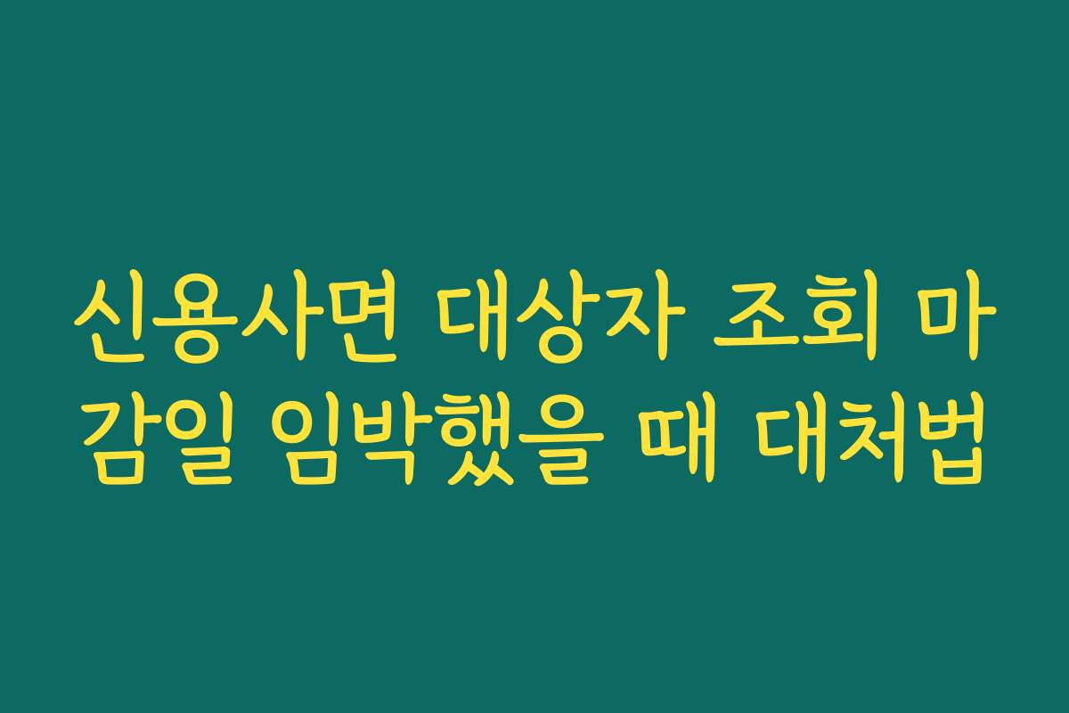신용사면 대상자 조회 마감일 임박했을 때 대처법