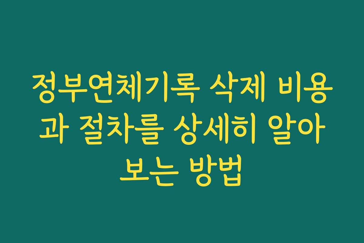 정부연체기록 삭제 비용과 절차를 상세히 알아보는 방법