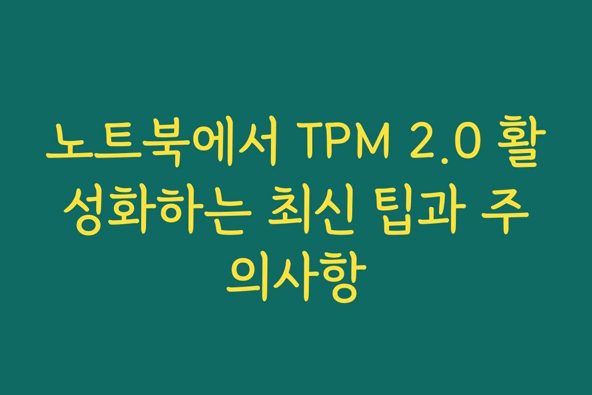 노트북에서 TPM 2.0 활성화하는 최신 팁과 주의사항